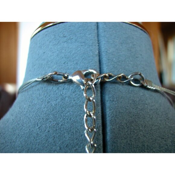 Multilayered Teal & Blue Crystal Bead Necklace With Adjustable Chain - Picture 4 of 4